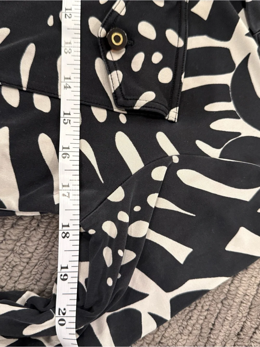 Tory Burch Black and Cream Long Sleeve Printed Shirt Dress, Silk, Size S